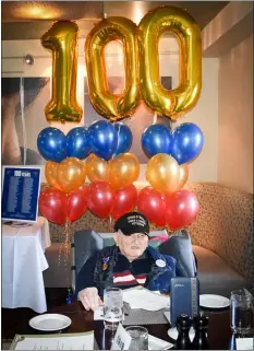  ?? SUBMITTED PHOTOS ?? U.S. Army veteran Frank Herbus celebrates his 100th birthday at Brandywine Prime in Chadds Ford.