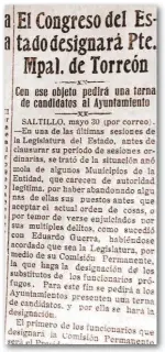  ??  ?? ALCALDE Designaría­n al nuevo presidente municipal de Torreón.