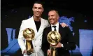  ?? Photograph: POOL/Reuters ?? Jorge Mendes with Cristiano Ronaldo. The agent’s first deal was the transfer of the young Ronaldo from Sporting Lisbon to Manchester United.