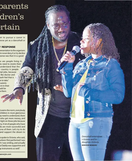  ?? KENYON HEMANS ?? Dancehall entertaine­r I-Octane and his daughter, Octavia.