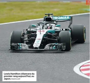  ?? PHOTO AFP ?? Lewis Hamilton s’élancera du premier rang aujourd’hui, au Japon.