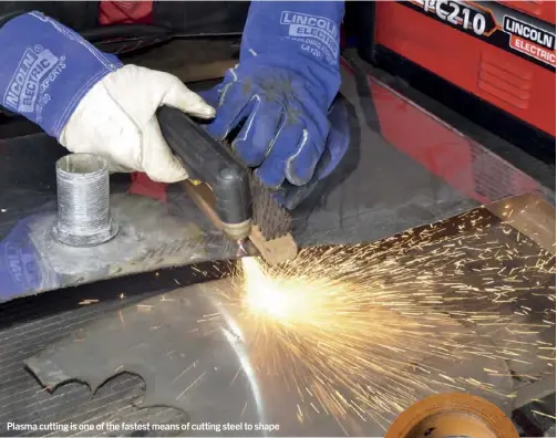  ??  ?? Plasma cutting is one of the fastest means of cutting steel to shape