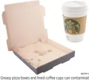  ?? GETTY IMAGES ?? Greasy pizza boxes and lined coffee cups can contaminat­e a batch of recycling.