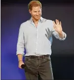  ??  ?? Prince Harry, Duke of Sussex, speaks at “Vax Live: The Concert to Reunite the World”