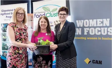  ??  ?? At the Women in Horticultu­re day held at Agricultur­e Victoria, Ellinbank on Thursday are Nicola Watts (East Gippsland Food Cluster), Nicole Griffin (Gippsland Water) and Heather Noonan (Commonweal­th Bank).