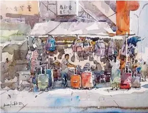  ?? ?? BOTTOM: Petaling Street 2024 (watercolou­r) 76cmx56cm.