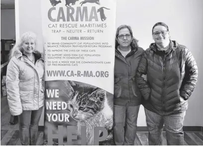  ?? LYNN CURWIN ?? CARMA volunteers, from left, Cindy Croitor, Patsy Forrest Oxner and Michelle Heighton have been busy setting things up at the group’s new location. The new space in the Truro Industrial Park is easier for volunteers to access and has a lot of natural light.