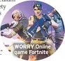  ??  ?? WORRY Online game Fortnite