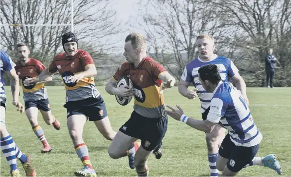  ?? ?? Hat-trick hero Rob Jacobs in action for Borough against Kettering. Photo: David Lowndes.