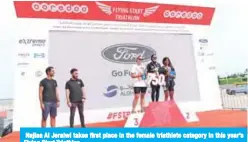  ??  ?? Najlaa Al Jeraiwi takes first place in the female triathlete category in this year’s Flying Start Triathlon.