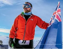 ?? RODOLFO SOTO/ANTARCTIC ICE MARATHON ?? Duncan Erasmus takes time out to pose for a picture while running the Death Valley Marathon in California, and right, braving the Antarctic chill with a New Zealand flag.