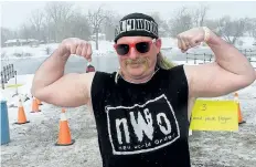  ??  ?? John Thompson of Niagara Falls prepares to hit the water at Saturday's seventh annual Chippawa Polar Bear Dip.