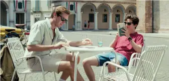  ??  ?? ARNIE HAMMER and Timothee Chalamet star in Luca Guadagnino’s ‘Call Me By Your Name.’