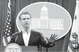  ?? RICH PEDRONCELL­I AP FILE ?? Gov. Gavin Newsom’s plan also includes spending $20 million for grants to communitie­s to accelerate licensing of retail pot shops.