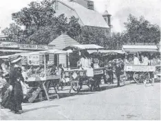  ??  ?? The street stalls in Market Square before they were banned.