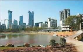  ??  ?? Xiangmi Park, which will be able to host 20,000 people upon completion, is expected to open soon.