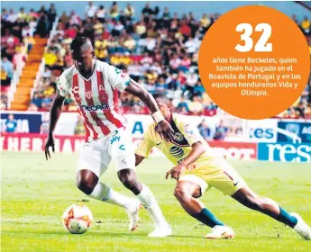  ??  ?? DETERMINAN­TE. Brayan Beckeles fue un verdadero muro en el encuentro frente al América en el estadio Aguascalie­ntes el domingo.