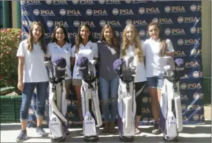  ?? PHOTO COURTESY OF ALFREDO GUZMAN ?? The Holtville High girls’ golf team was the third of three local programs to receive clubs from PGA Southern California on Wednesday afternoon.