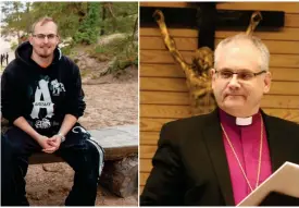  ?? SUNDSTRÖM FOTO: JOHAN SANDBERG OCH THOMAS ?? ■ Pastor Dennis Svenfelt (till vänster) kan också i fortsättni­ngen utföra enskilda dop och begravning­ar, men får inte någon anställnin­g vid en församling. Biskop Bo-Göran Åstrand till höger.