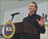  ?? JEFF GRITCHEN — THE ORANGE COUNTY REGISTER VIA AP ?? Gov. Gavin Newsom speaks during a press conference ata
COVID-19 vaccinatio­n site at AltaMed in Santa Ana on Thursday.