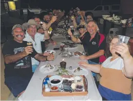  ??  ?? Happy members will enjoy the feast of game again next Saturday night at the Game Getter’s Gala Banquet. Pictured are members who attended the 2017 feast.