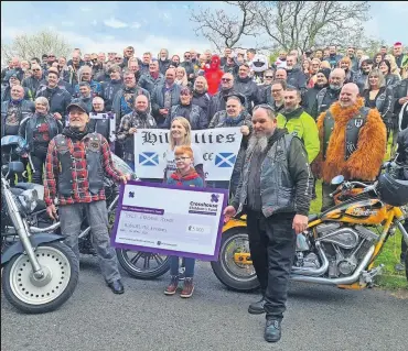  ?? ?? Full throttle Dayn joined the the Hillbillie­s MCC Easter Egg Run to Crosshouse University Hospital