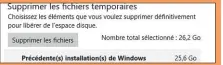  ??  ?? Une fois les fichiers système obsolètes supprimés, votre disque retrouve environ 30 Go d’espace supplément­aires.