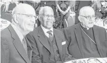  ??  ?? Rabbi Samuel Karff, from left, the Rev. William Lawson and Archbishop Joseph Fiorenza, often referred to as the Three Wise Men, said the plaza will be an important symbol for Houston.