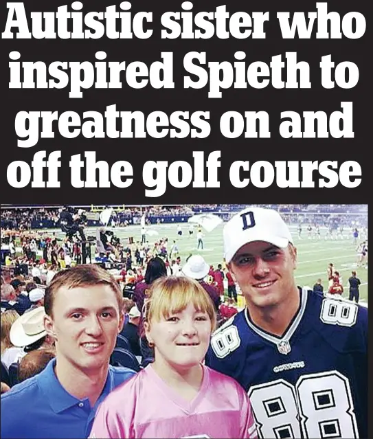  ??  ?? Three of a kind: Jordan Spieth (right) with his brother Steven and sister Ellie, who is a source of inspiratio­n for the Masters champion