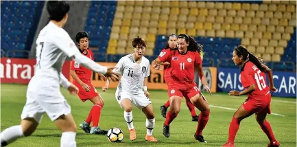  ??  ?? THE PHILIPPINE MALDITAS missed out on a FIFA Women’s World Cup berth after losing to South Korea, 5-0, in their key AFC Women’s Asian Cup game on Tuesday.