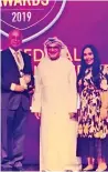  ??  ?? Prof. Hossam Hamdy, the chancellor of GMU receives the ‘Best Medical Education University’ award.