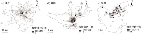  ??  ?? 图 3不同城市的零售网点­核密度分析Fig. 3 Kernel density analysis of retail stores in multiple-size of cities