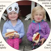  ??  ?? Ciara Horgan, Brosna, and her cousin Robyn Flynn, Dublin, fuelling up for fun.