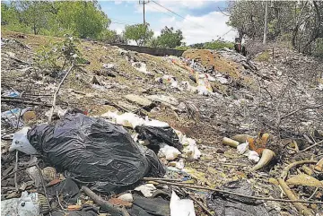  ??  ?? Por limpiar. Ayer se inició una campaña para clausurar botaderos de desechos a cielo abierto que se encuentran a orillas de la Ruta Militar en la jurisdicci­ón de Santa Rosa de Lima, La Unión.