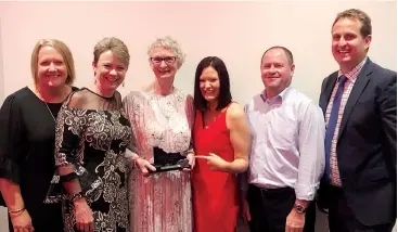  ??  ?? The Gazette staff accept the award for Overall Newspaper Excellence at the VCPA awards on Friday night (from left) Yvette Brand, advertisin­g manager Donna Lynn, editor Carolyn Turner, Chloe Huggett, Kieran Troy and general manager Andrew Schreyer.