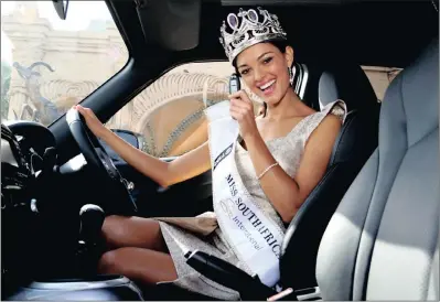  ?? PICTURE: YOLANDA VAN DER STOEP ?? HUMBLE: Demi-Leigh Nel-Peters in her new car yesterday, one of the prizes she won after being chosen Miss South Africa 2017 at Sun City on Sunday night.
