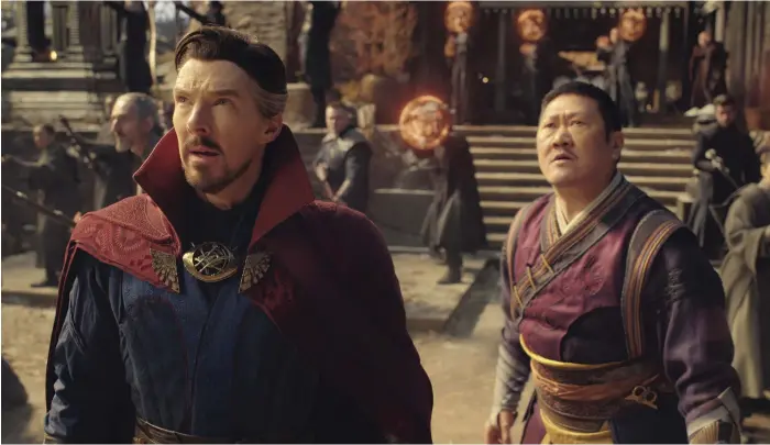  ?? Marvel Studios ?? A mid-credit scene in Marvel’s ‘Doctor Strange in the Multiverse of Madness’, starring Benedict Cumberbatc­h, left, and Benedict Wong, teases the future of the MCU