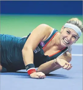  ?? FOTO: EFE ?? Dominika Cibulkova celebra el pase a la final del Masters WTA en Singapur