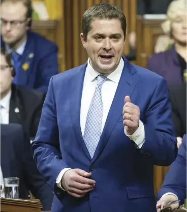  ?? AdriAn Wyld/THE CAnAdiAn PrESS ?? Leader of the Opposition Andrew Scheer could be targeted as a lifetime politician by the Liberals in retaliatio­n to “personal attacks” on Prime Minister Justin Trudeau.