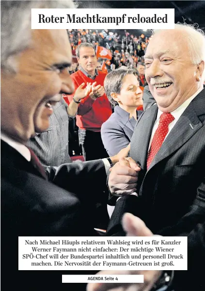 ??  ?? Die Harmonie der roten Alphatiere beim Wahlkampfa­uftakt der Wiener SPÖ war eher punktuell.