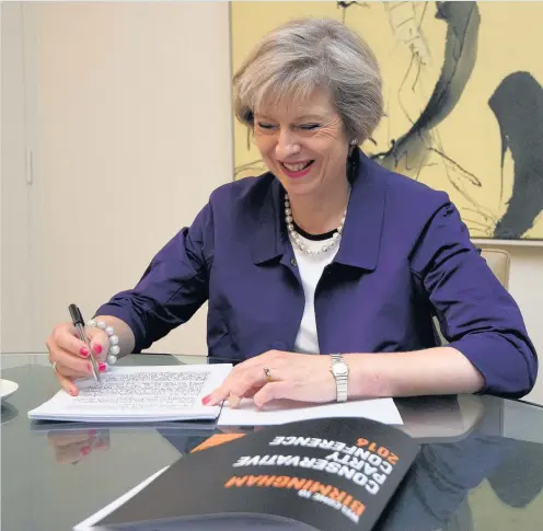  ??  ?? > Prime Minister Theresa May in her hotel room in Birmingham as she prepares her conference speech