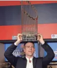  ?? ASSOCIATED PRESS ?? Theo Epstein celebrates after the Cubs won the 2016 World Series.