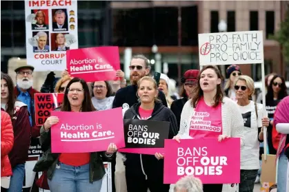  ?? Photograph: Joe Maiorana/AP ?? Supporters of Issue 1, the Right to Reproducti­ve Freedom amendment, attend a rally in Columbus, Ohio, in October.