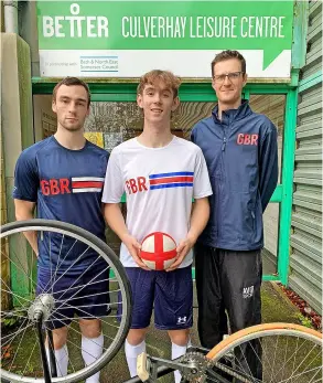  ?? ?? Great Britain’s cycleball squad outside Culverhay Leisure Centre