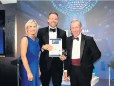  ??  ?? Innovative Business of the Year. From left: Sian Lloyd; Lee Powell, Apollo Teaching Services and Roger Jeynes, Developmen­t Bank of Wales