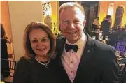  ??  ?? Champions School of Real Estate’s Rita Santamaria visited with astronaut Tim Kopra at a recent Texas Children’s Hospital fundraiser.