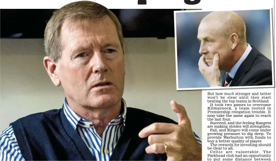  ??  ?? Expectatio­ns: King may have to stump up more cash to help Mark Warburton (inset) challenge in top tier