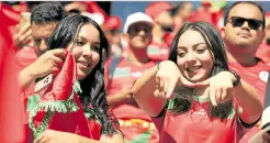  ?? —AFP ?? PANDEMIC ‘GOAL’ Chinese viewers are questionin­g Beijing’s harsh COVID-19 restrictio­ns especially as they see World Cup fans—like these pro-Morocco cheerers at a Nov. 23 game—who are no longer required to cover their faces.