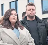  ?? STEFAN ROUSSEAU PA VIA THE ASSOCIATED PRESS ?? Ellie and Harry Baxter, the victims’ children, respond to the sentencing on Friday in Chelmsford, England.