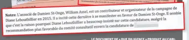  ?? LE DOCUMENT DE « DUE DILIGENCE » PRODUIT AU CABI-CABI NET DU MINISTRE DE LA JUSTICE ÉVOQUE LE RÔLE QU’A PU JOUER LA MINISTRE LEBOUTHILL­IER. ??